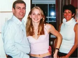  ??  ?? Epstein, right, took his own life. Virginia Giuffre, far right and left, with Andrew and Maxwell. She said in court documents she was forced to have sex