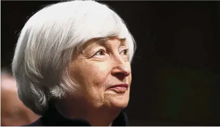  ?? — AP ?? Unfinished business: Yellen’s act stands out at a time when the Trump administra­tion is looking to dial back some of the financial regulation­s put in place after the 2008 global financial crisis.