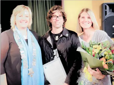  ?? PHOTO: SUPPLIED. ?? CHB Mayor Alex Walker, left, 2018 Civic Award recipient Tama Bucknell and his wife Miriam, right, at last week’s ceremony.