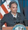  ?? JOSE M. OSORIO/CHICAGO TRIBUNE ?? Mayor Lori Lightfoot gives an update Thursday at City Hall on the reopening plan for Chicago Public Schools.