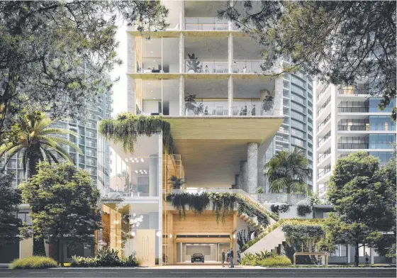  ?? ?? An artist’s impression of Little Projects’ Broadbeach tower – the 34-level Aperture – that was rerjected by the council this week.