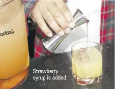  ??  ?? Strawberry syrup is added.
