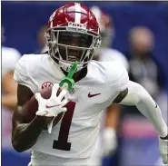  ?? ASSOCIATED PRESS FILE PHOTO ?? Detroit traded up to draft Alabama receiver Jameson Williams in the first round. He finished last season with 79 receptions for 1,572 yards and 15 touchdowns in 15 games.