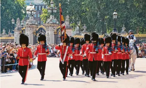  ?? Foto: Simon Neidinger ?? Ob Queen Elizabeth II. hier heimlich zusieht? Unser Autor erlebt bei seinem Interrail Stop in London den Wachwechse­l vor dem Buckingham Palace.