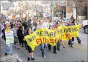  ?? AMERICAN-STATESMAN 2013 ?? Hundreds rallied in Austin in 2013 to support legislatio­n that eliminates discrimina­tion based on sexual orientatio­n and gender identity/expression. Houston is taking up that issue in a Nov. 3 referendum.