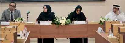  ?? Photo by M. Sajjad ?? Officials of the Ministry of Health and Prevention, University of Sharjah and the Supreme Council for Family Affairs brief the media on the details of the seventh edition of the Sehati Conference, which is set to be held from November 26 to 28. —