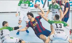  ?? FOTO: PERE PUNTÍ ?? Frade sufrió un esguince ayer y será baja el martes ante el Veszprem