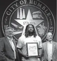  ?? Karen Warren/Staff photograph­er ?? July 13 was proclaimed Kenyon Green Day in Houston and Humble, where Green grew up.