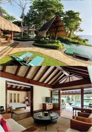  ?? ?? From top: Shangri-la Boracay bird's eye view; Ultimate in luxury island living at the spacious grounds of Shangri-la; Shangri-la Boracay One-bedroom Pool Villa
Opposite:
Views of Banyugan Beach from the Two-bedroom Ocean Villa