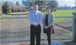  ??  ?? Craig Walker and Julie Ford at the old Tanshall Primary site.