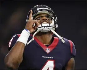  ?? THE ASSOCIATED PRESS FILE ?? Texans quarterbac­k Deshaun Watson may not need much help from above to beat the Browns.