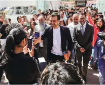  ?? ?? EL CANDIDATO presidenci­al de Movimiento Ciudadano, en la Universida­d Autónoma de Durango, ayer.