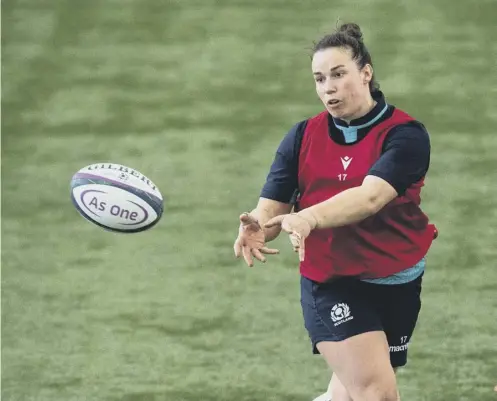  ??  ?? 0 Scotland captain Rachel Malcolm injured her knee early on in the match against England and will miss the rest of the Six Nations.