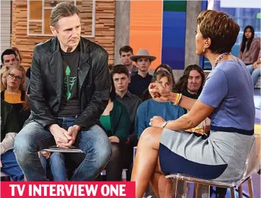  ??  ?? ‘Primal urge’: Neeson with Robin Roberts on Good Morning America yesterday