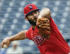  ?? THE ASSOCIATED PRESS FILE ?? In this Feb. 25, 2020 file photo, Phillies starting pitcher Jake Arrieta throws during the second inning of a Grapefruit League game against the Toronto Blue Jays in Clearwater, Fla.