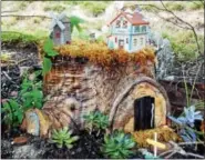  ??  ?? This is the first tree stump Lynn Bialek picked out and transforme­d into a fairy home for her garden.