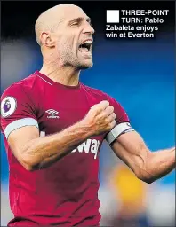  ??  ?? THREE-POINT TURN: Pablo Zabaleta enjoys win at Everton