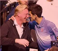  ?? EPA ?? Boris Becker, 49 anni, e il campione serbo Novak Djokovic, 30