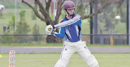  ?? Photograph: MICHAEL ROBINSON ?? Elliot Kennedy looks to punish this wide short delivery in the E Grade clash between Western Park and Longwarry that was played on Friday to avoid the rain.