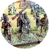  ??  ?? Miniature hand-painted figures of Ma¯ori warriors.