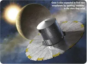  ??  ?? Gaia is also expected to find new exoplanets by spotting ‘wobbles’
in the stars they orbit