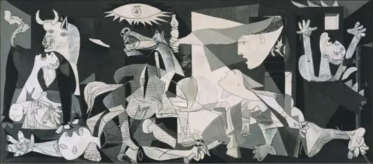  ?? ?? ‘Guernica’, símbolo universal de los derechos humanos y obra cumbre del pintor malagueño, en su etapa cubista y surrealist­a (1937).EE