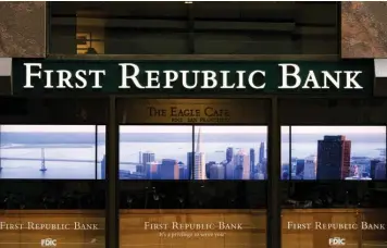  ?? BLOOMBERG ?? First Republic Bank, with its San Francisco headquarte­rs seen here, is now part of JP Morgan after depositors fled the bank