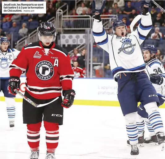  ??  ?? Jeudi soir, les Remparts se sont fait battre 5 à 3 par la formation de Chicoutimi.