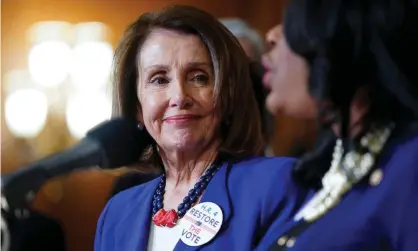  ??  ?? Nancy Pelosi on Capitol Hill on 26 February. For now the measure is a mostly symbolic gesture, not likely to be taken up in the Republican­controlled Senate. Photograph: Joshua Roberts/Getty Images