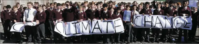  ??  ?? Students from Charlevill­e CBS on the climate change strike at the school last Friday.