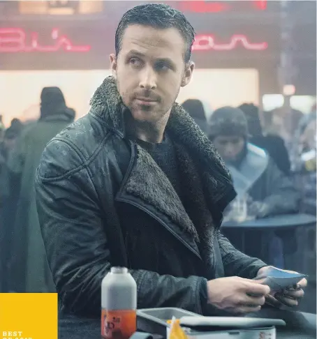  ?? STEPHEN VAUGHAN/WARNER BROS. PICTURES ?? In Blade Runner 2049, a futuristic Los Angeles police officer, played by Ryan Gosling, investigat­es a mystery in which he himself may be a clue.