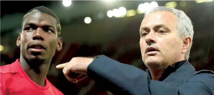  ?? Photo: Metro UK ?? From left Paul Pogba with Manchester United manager Jose Mourinho during the English Premier League openers on August 10, 2018.