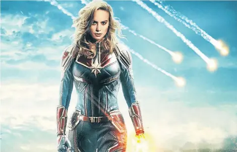  ??  ?? POWER PLAYER: Brie Larson is the central figure in an interplane­tary war depicted in the ‘Captain Marvel’ movie