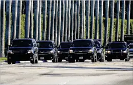  ?? BRUCE R. BENNETT / THE PALM BEACH POST ?? President Donald Trump’s motorcade arrives Wednesday morning at the president’s Trump Internatio­nal Golf Club near West Palm Beach.