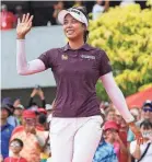  ?? THANANUWAT SRIRASANT/GETTY IMAGES ?? Patty Tavatanaki­t celebrates victory in the Honda LPGA Thailand at Siam Country Club in Chon Buri.