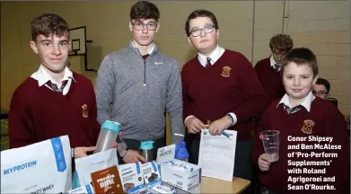  ??  ?? Conor Shipsey and Ben McAlese of ‘Pro-Perform Supplement­s’ with Roland Agrigoroei and Sean O’Rourke.