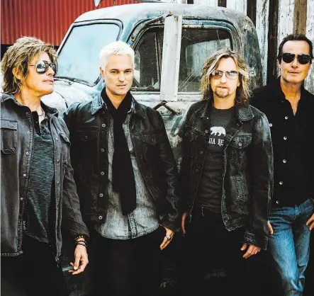  ??  ?? Jeff Gutt, second from left, is Stone Temple Pilots’ new vocalist. The band will bring its time-tested hits to the Shaw Conference Centre on Friday.