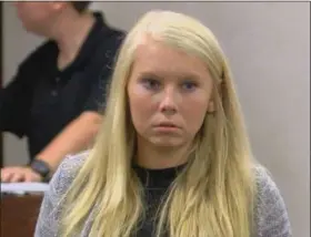  ?? FOX19 NOW — MICHAEL BUCKINGHAM VIA AP, FILE ?? Brooke Skylar Richardson makes her first court appearance in Franklin Municipal Court in Franklin. A prosecutor says Skylar whose newborn infant’s remains were found buried outside her home in southwest Ohio has been indicted on charges of aggravated...