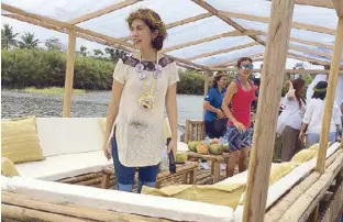  ??  ?? It’s a raft: The author Gina Lopez enjoys the view from a cozy raft with Dyan Castillejo and colleagues in Leyte.
