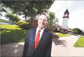  ?? Arnold Gold / Hearst Connecticu­t Media ?? Retiring Quinnipiac University president John Lahey is photograph­ed near the Arnold Bernhard Library on the Hamden campus on Tuesday.