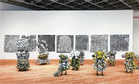  ?? Molly Glentzer photos / Houston Chronicle ?? Pioneering ceramic artist Annabeth Rosen’s first survey show, “Fired, Broken, Gathered, Heaped,” is at the Contempora­ry Arts Museum Houston through Nov. 26.