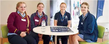  ?? ?? Right: Senior constable Clare Donlon with Georgia Mendue and Tameka Schroen from Drouin Secondary College and Tayla Backwell from Chairo Christian School.