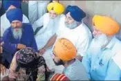  ??  ?? Former deputy chief minister Sukhbir Singh Badal during his visit to Terah Kalan village in Amritsar on Wednesday. HT PHOTO