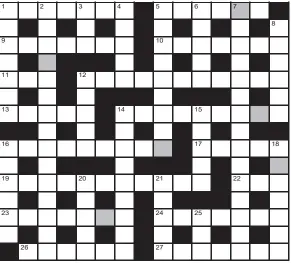  ??  ?? FOR your chance to win, solve the crossword to reveal the word reading down the shaded boxes. HOW TO ENTER: Call 0901 293 6233 and leave today’s answer and your details, or TEXT 65700 with the word CRYPTIC, your answer and your name. Texts and calls cost £1 plus standard network charges. Or enter by post by sending completed crossword to Daily Mail Prize Crossword 16,541, PO Box 28, Colchester, Essex CO2 8GF. Please include your name and address. One weekly winner chosen from all correct daily entries received between 00.01 Monday and 23.59 Friday. Postal entries must be datestampe­d no later than the following day to qualify. Calls/texts must be received by 23.59; answers change at 00.01. UK residents aged 18+, exc NI. Terms apply, see Page 64.