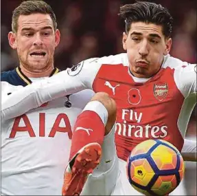  ??  ?? Bellerin (kanan) dijangka kembali beraksi di bahagian pertahanan Arsenal.