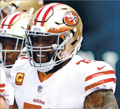  ?? ELSA – GETTY IMAGES ?? 49ers left tackle Trent Williams, the fourth overall pick by Washington in the 2010 draft, is now the highest-paid offensive lineman in NFL history.