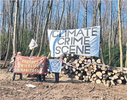  ?? ?? Demo Local campaigner­s and members of Extinction Rebellion at Gillies Hill