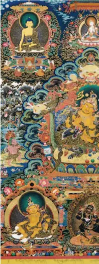  ??  ?? A thangka of one of the heavenly kings of Buddhism by Penpa Tsering.