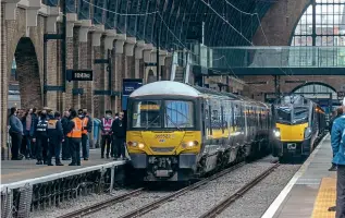  ?? ALISDAIR ANDERSON ?? Leaving King’s Cross for the last time are ‘Networker’ EMUs Nos. 365520/522, working empty back to Peterborou­gh sidings on May 15.