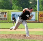  ?? AUSTIN HERTZOG - DIGITAL FIRST MEDIA ?? Boyertown relief pitcher Pat Wieand delivers to the plate against Conestoga during a District 1-6A quarterfin­al Friday.